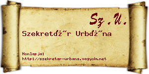 Szekretár Urbána névjegykártya